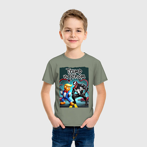 Детская футболка Веном против Дональда Трампа - нейроарт / Авокадо – фото 3