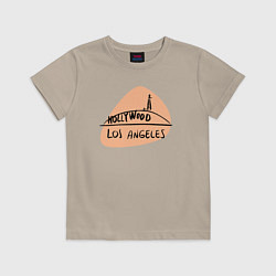 Футболка хлопковая детская Hollywood Los Angeles, цвет: миндальный