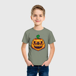 Футболка хлопковая детская Halloween pumpkin, цвет: авокадо — фото 2