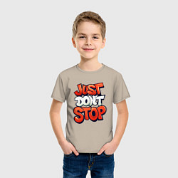 Футболка хлопковая детская Just dont stop, цвет: миндальный — фото 2