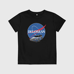 Футболка хлопковая детская Space delorean, цвет: черный