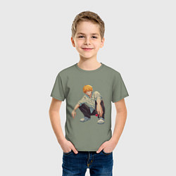 Футболка хлопковая детская Человек-бензопила Денджи чилл, цвет: авокадо — фото 2