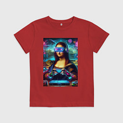 Детская футболка Mona Lisa is an avid gamer - cyberpunk