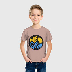 Футболка хлопковая детская Neo geo logo, цвет: пыльно-розовый — фото 2
