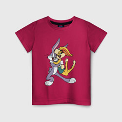 Футболка хлопковая детская Bugs Bunny - Lola Bunny, цвет: маджента