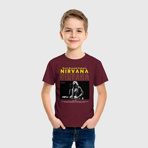 Детская футболка Курт Кобейн Nirvana / Меланж-бордовый – фото 3