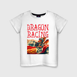 Футболка хлопковая детская Dragon cool racer - ai art, цвет: белый