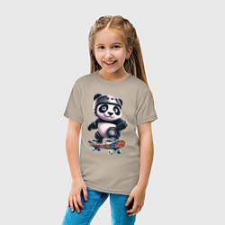 Футболка хлопковая детская Cool panda on a skateboard - extreme, цвет: миндальный — фото 2