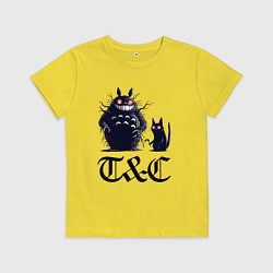 Футболка хлопковая детская Totoro and black cat - anime, цвет: желтый