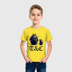 Футболка хлопковая детская Totoro and black cat - anime, цвет: желтый — фото 2