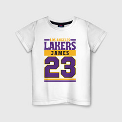 Футболка хлопковая детская Lakers - James 23, цвет: белый