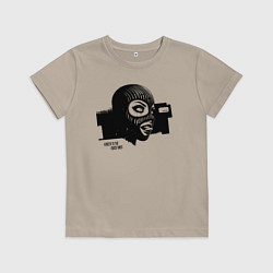 Футболка хлопковая детская Девушка с языком, цвет: миндальный