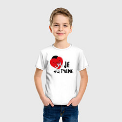 Футболка хлопковая детская Je taime, цвет: белый — фото 2