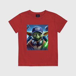 Детская футболка Прикольный Йода с наушниками - прикол