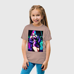 Футболка хлопковая детская Девушка поп идол, цвет: пыльно-розовый — фото 2