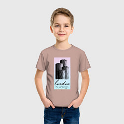 Футболка хлопковая детская Строения Лондона, цвет: пыльно-розовый — фото 2