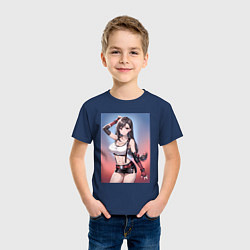 Футболка хлопковая детская Тифа Локхарт из Final Fantasy VII, цвет: тёмно-синий — фото 2