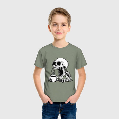 Детская футболка Skeleton with coffee / Авокадо – фото 3