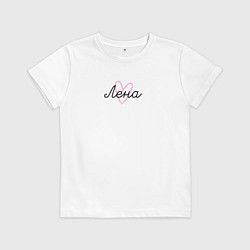Футболка хлопковая детская Лена в сердечке, цвет: белый