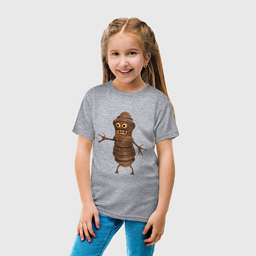 Детская футболка Сartoon worm character brown / Меланж – фото 4