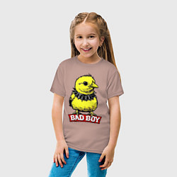 Футболка хлопковая детская Bad boy chicken, цвет: пыльно-розовый — фото 2