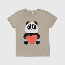 Детская футболка Плюшевый панда с красным сердцем