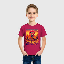 Футболка хлопковая детская Rolling Stones - outdoor performance, цвет: маджента — фото 2