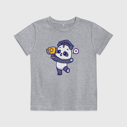Футболка хлопковая детская Панда чемпион, цвет: меланж