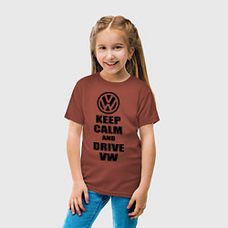 Футболка хлопковая детская Keep Calm & Drive VW, цвет: кирпичный — фото 2