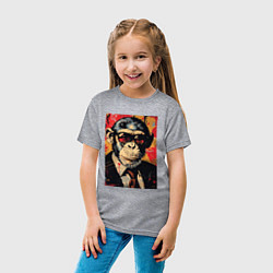 Футболка хлопковая детская Деловой шимпанзе в смокинге, цвет: меланж — фото 2