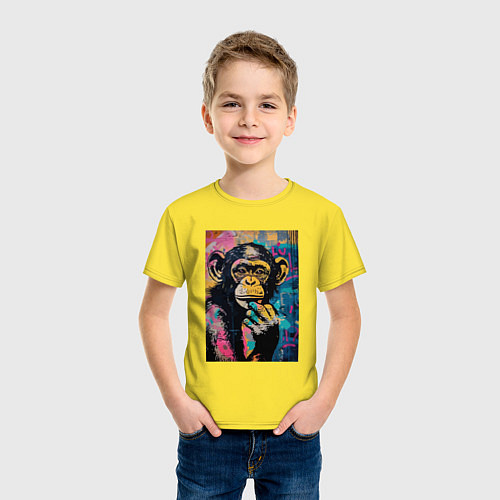 Детская футболка Cute monkey / Желтый – фото 3