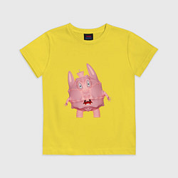 Футболка хлопковая детская Cartoon monster pink, цвет: желтый