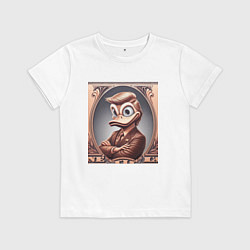 Футболка хлопковая детская Дональд Дак-Трамп на денежной купюре, цвет: белый