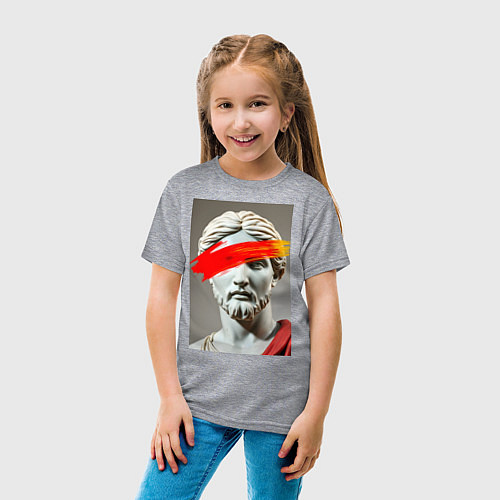 Детская футболка Античная статуя с красным штрихом / Меланж – фото 4