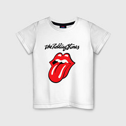 Футболка хлопковая детская Rolling Stones - logo, цвет: белый