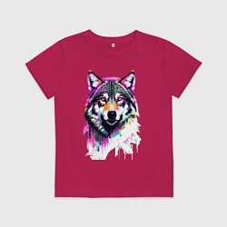 Детская футболка Волчья морда - нейроарт