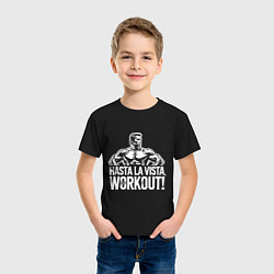 Футболка хлопковая детская Arnold - hasta la vista workout, цвет: черный — фото 2
