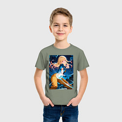 Футболка хлопковая детская Марин Китагава косплей Dragon Ball, цвет: авокадо — фото 2