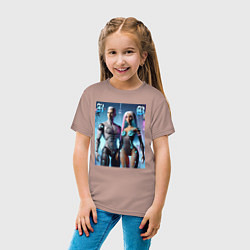 Футболка хлопковая детская Barbie and Ken - cyber fantasy, цвет: пыльно-розовый — фото 2