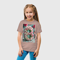 Футболка хлопковая детская Тюльпаны к 8 марта, цвет: пыльно-розовый — фото 2