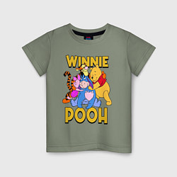 Футболка хлопковая детская Winnie Pooh hugs, цвет: авокадо