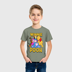 Футболка хлопковая детская Winnie Pooh hugs, цвет: авокадо — фото 2