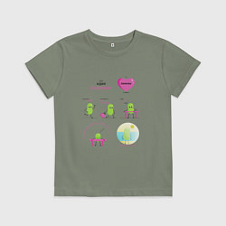 Футболка хлопковая детская Комикс про семечку, или история одной бобовой, цвет: авокадо