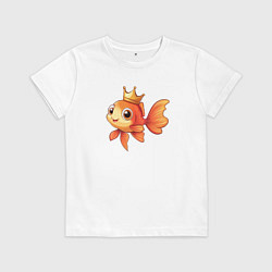 Детская футболка Мультяшная золотая рыбка в короне