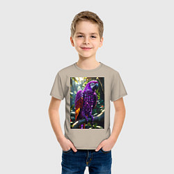Футболка хлопковая детская Попугай из драгоценных камней, цвет: миндальный — фото 2