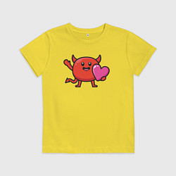 Футболка хлопковая детская Дьяволёнок с сердцем, цвет: желтый