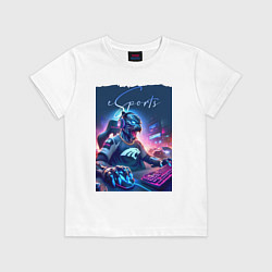 Детская футболка Cyber panther is esports player - neon glow