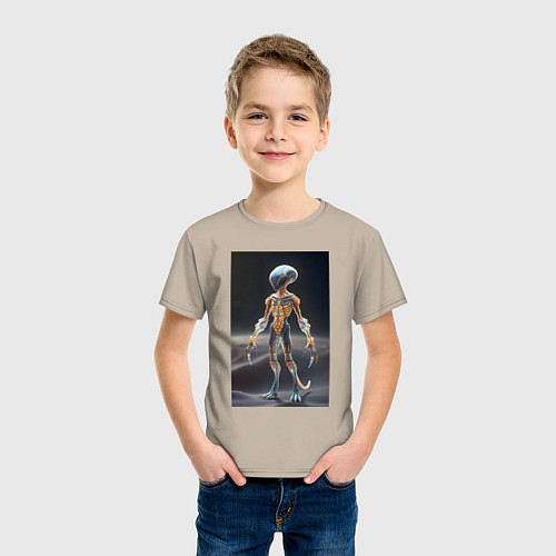 Детская футболка Полупрозрачный инопланетянин / Миндальный – фото 3