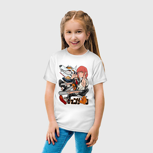 Детская футболка Человек-бензопила Денджи Аки Пауэр Макима / Белый – фото 4