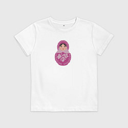 Детская футболка Матрёшка в розовом